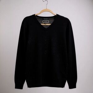 Club Room Mens V Neck Sweater Wool Acrylic Blend Navy Blue‎ Size XL